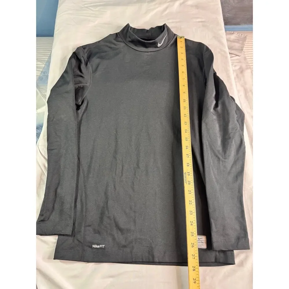 Nike Pro Compression Mens XL Black Long Sleeve Mock Neck Base Layer Shirt